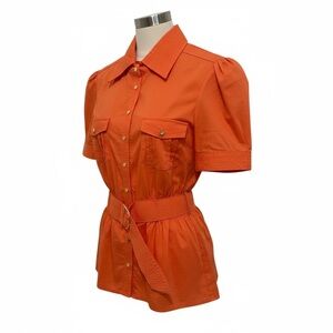 Bebe Orange Shirt with Gold Accents